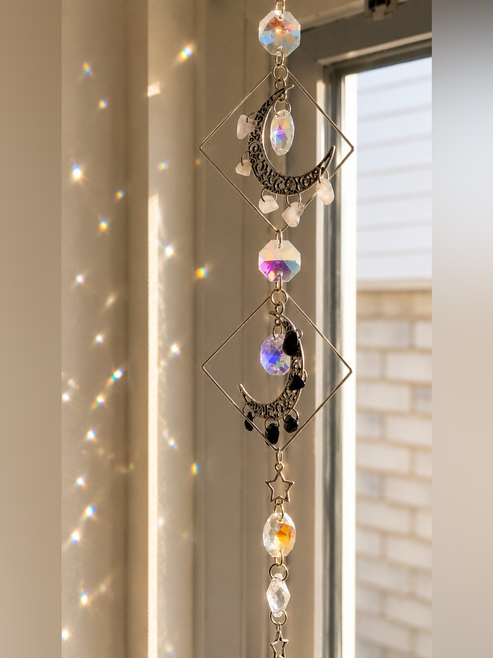 Handmade celestial moon Crystal Sun catcher